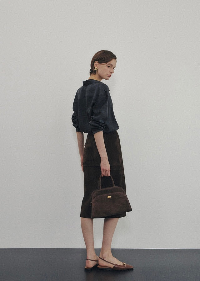 ELBORN Momet Suede Tote Bag (BrownSuede)