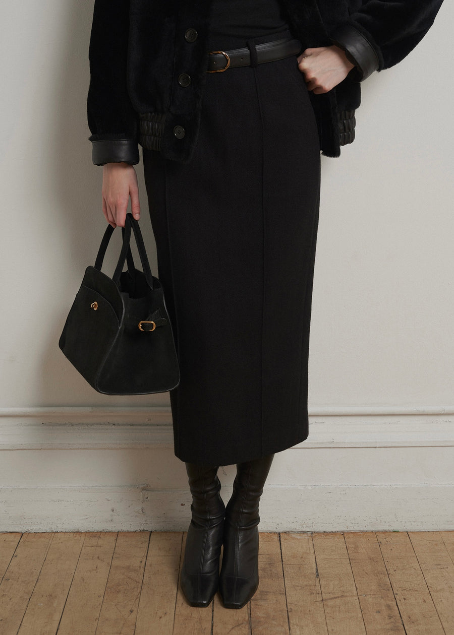ELBORN | Douglas Wool Long Skirt (Black)