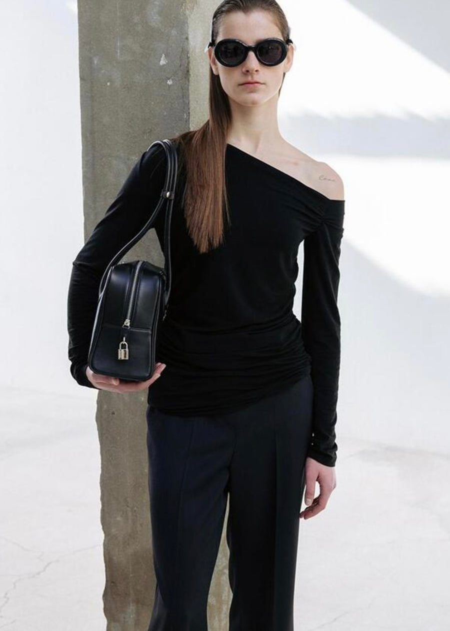 LEHA | Emile Asymmetric Jersey Top (Black)