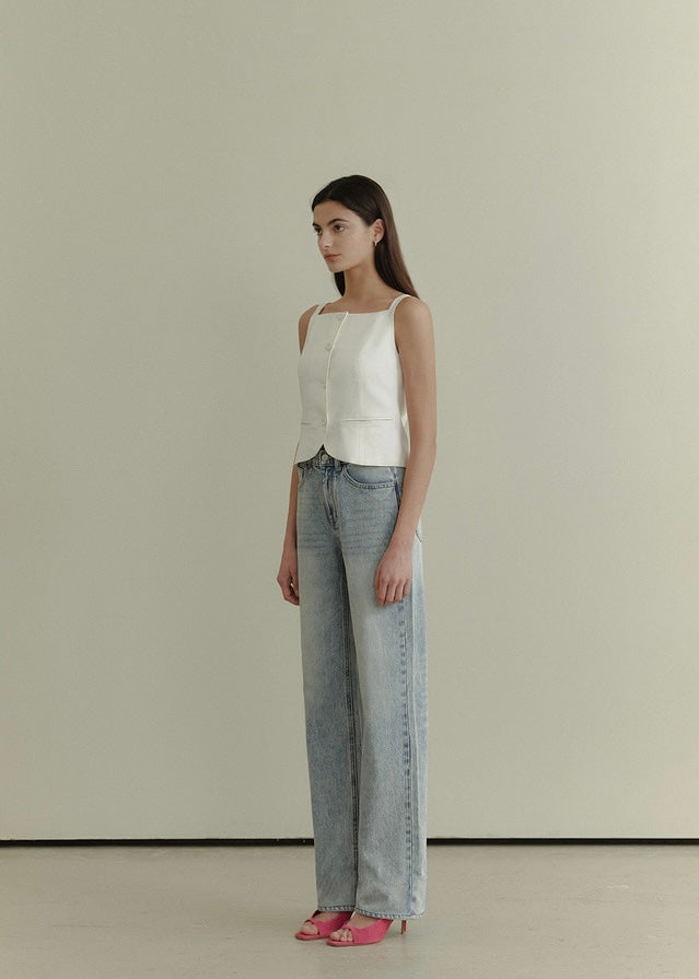 ELBORN | Marie Button Vest (Pearl)