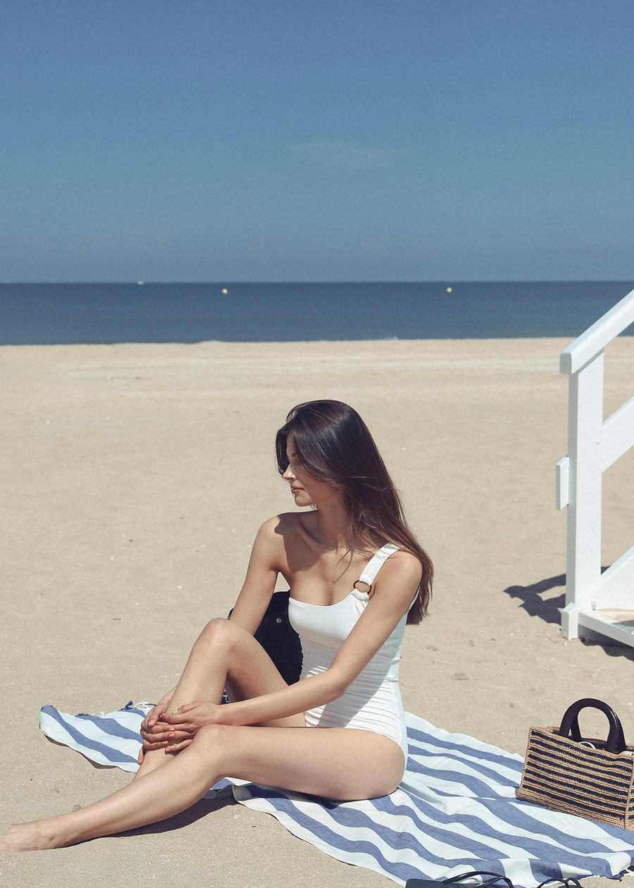 ELBORN | Sara One Shoulder Swim Suit (Ivory)