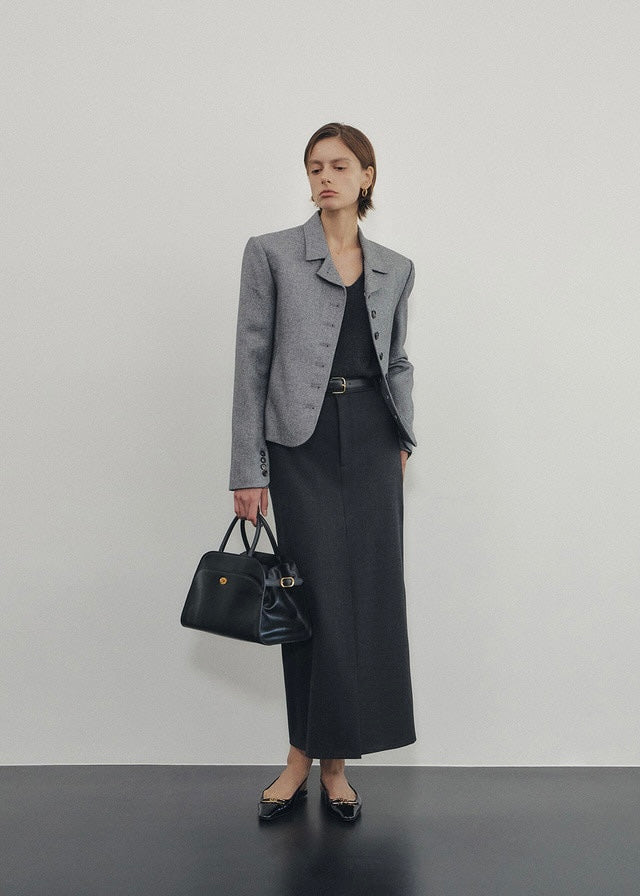 ELBORN | Dello Wool Long Skirt (Charcoal)