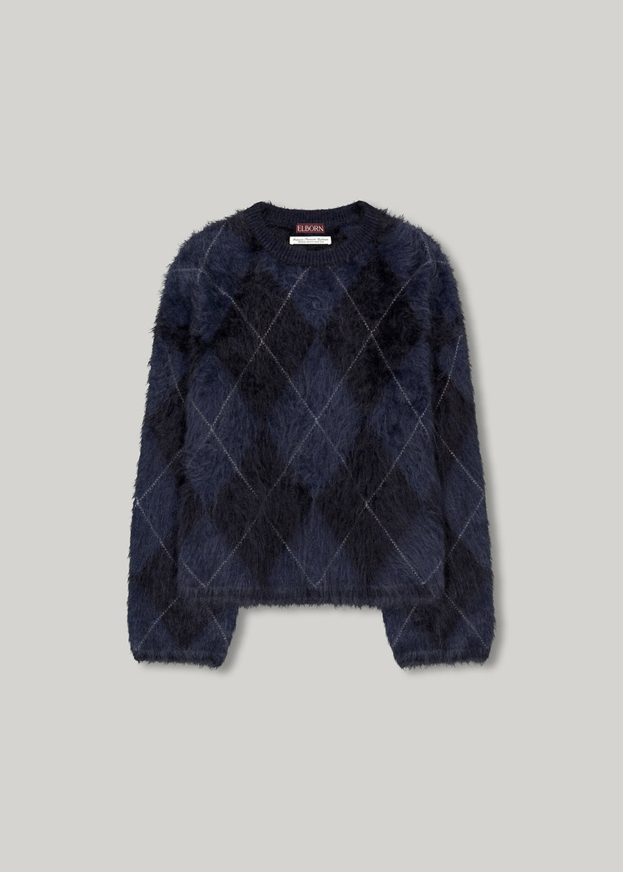 ELBORN | Argyle Cashmere Sweater (Navy) Expected ship to 10/31/2025