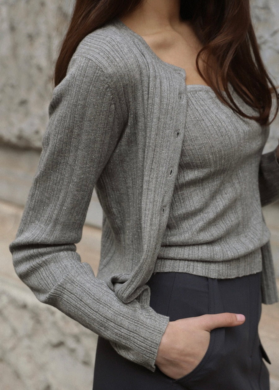 ELBORN | Stilla Knit Cardigan Set-up (Grey)