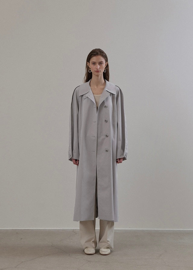 ELBORN | Martha Belted Trench Long Coat (Grey)