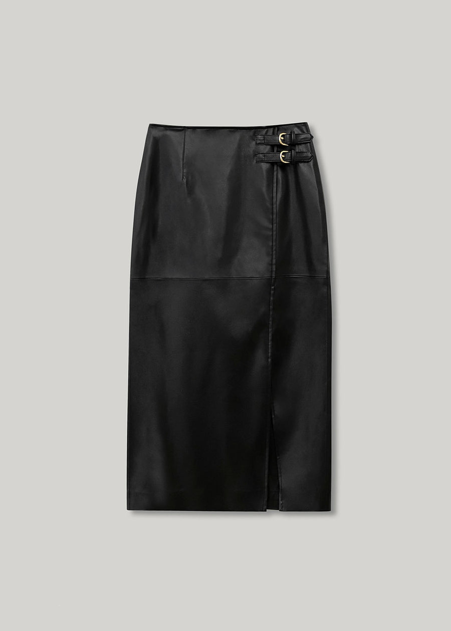 Pre-Order ELBORN | Lavina Vegan leather Skirt (Black)