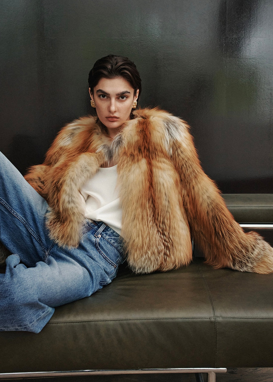 ELBORN | [Earlybird 10%] Blair Fox Fur Jacket (Brown) Expected ship to 12/12/2025
