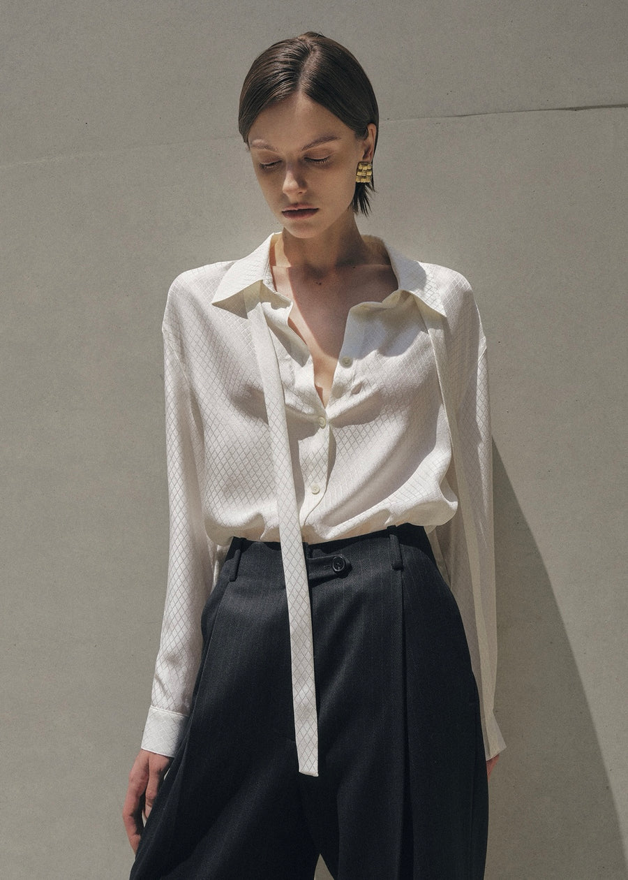 ELBORN | Cherie Silk Tie Shirt (Cream)