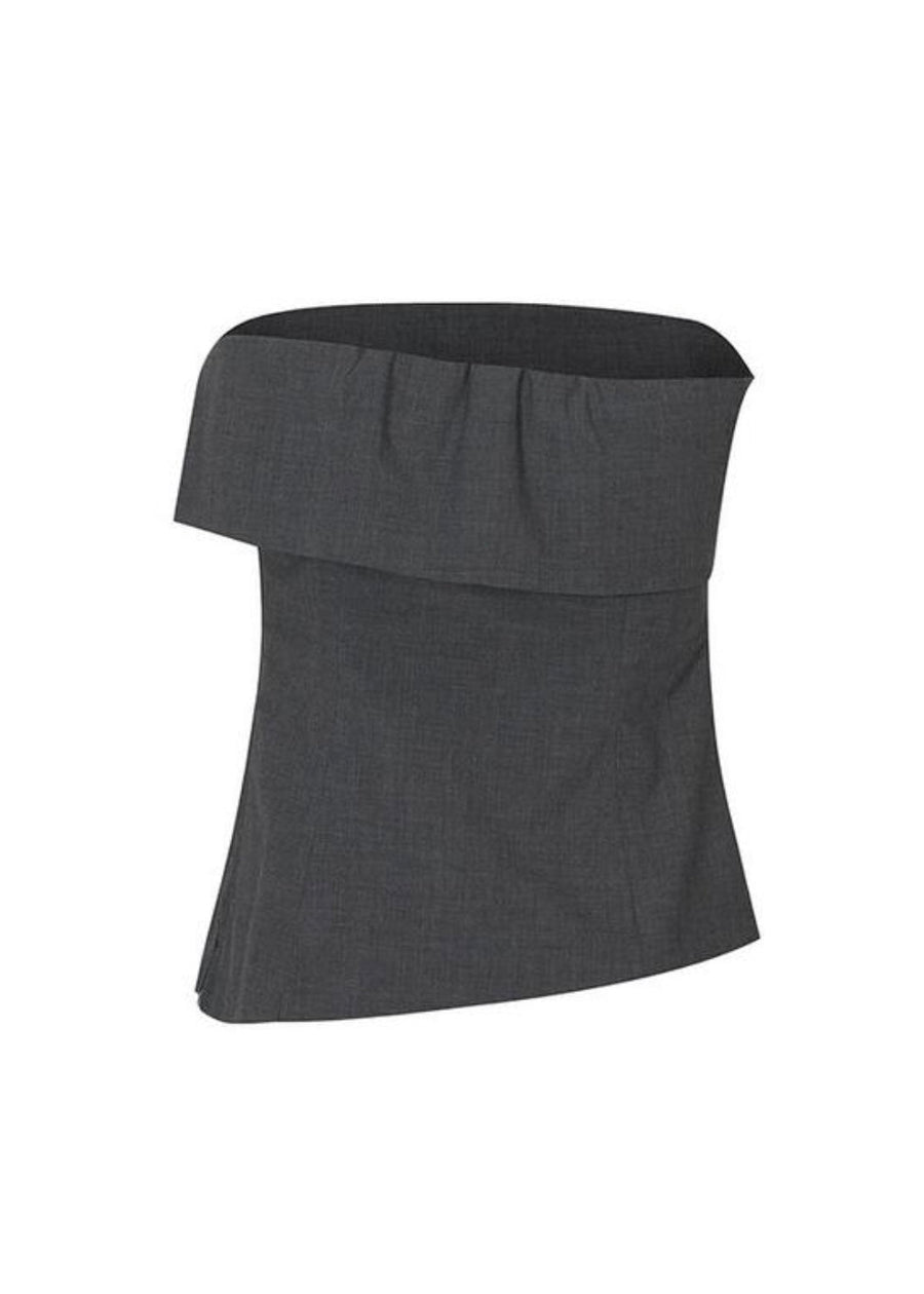 LEHA | Isla Fold-Over Strapless Top (Dark Grey)