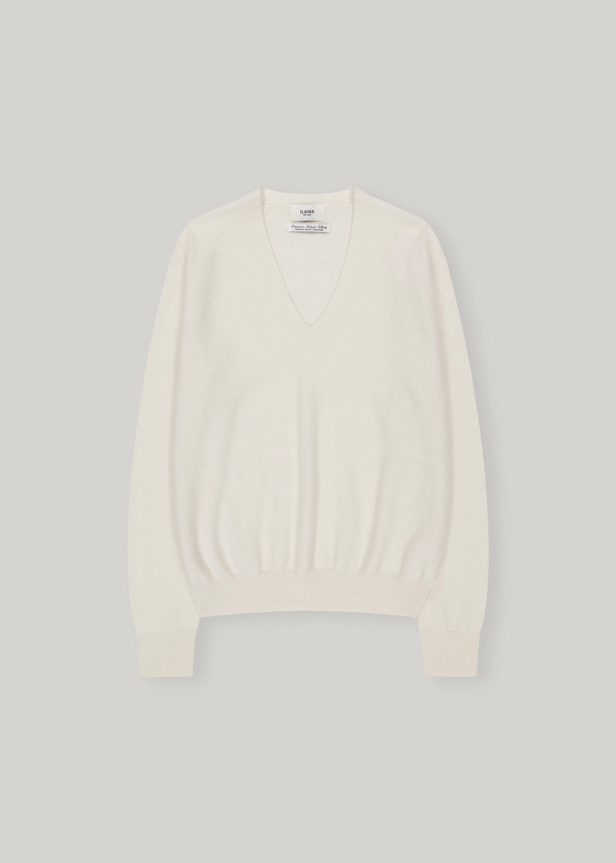 Elborn | Tiana V-neck Knit Top (Ivory)
