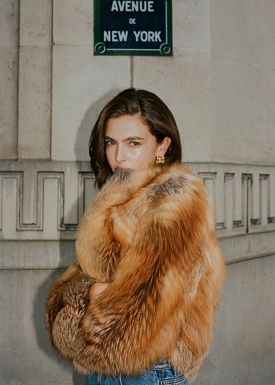 ELBORN | [Earlybird 10%] Blair Fox Fur Jacket (Brown) Expected ship to 12/12/2025