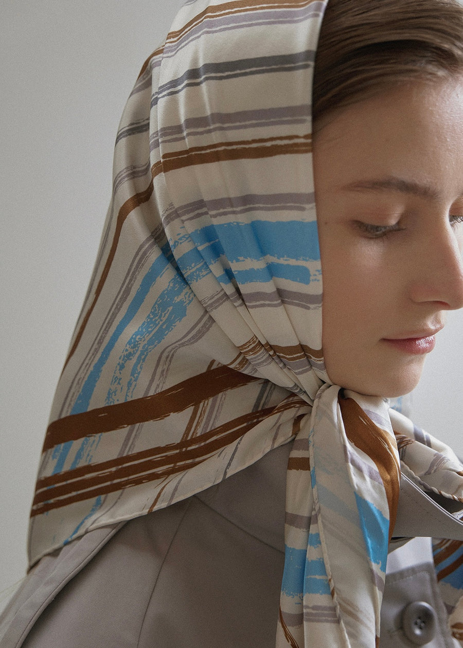 ELBORN | Milette Printed Silk Scarf (Ivory)