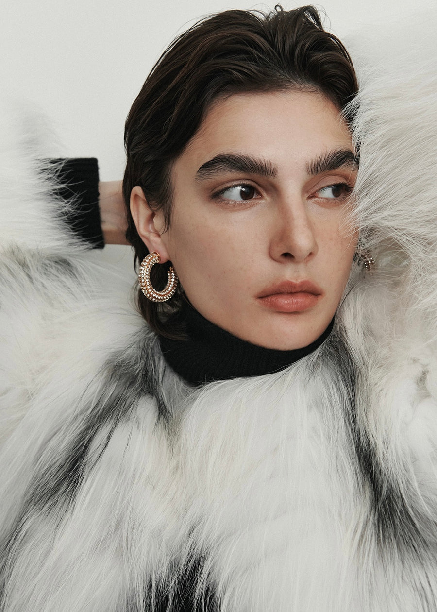 ELBORN | [Earlybird 10%] Blair Fox Fur Jacket (White) Expected ship to 12/12/2025