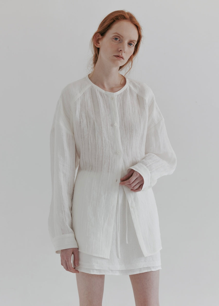 MOIA | Linen Round Shirt (White)