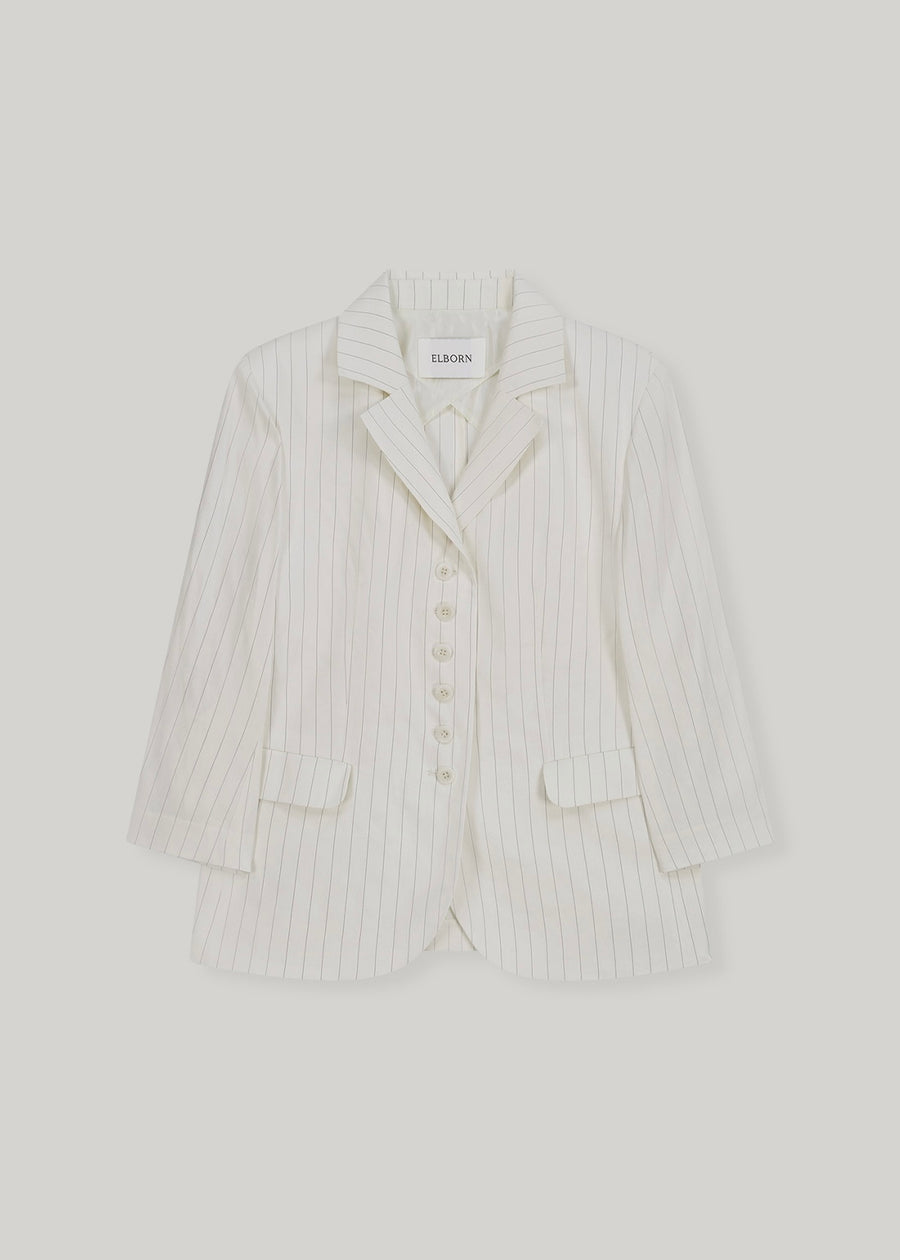 ELBORN | Diamo Linen Jacket (Ivory Stripe)