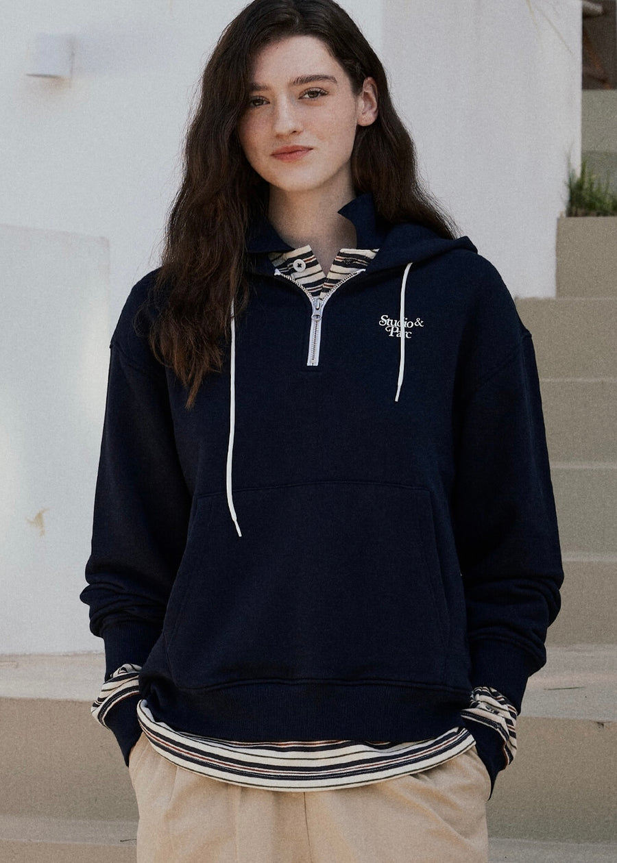 STUDIO & PARK | Half - Zip Hoodie (Navy)