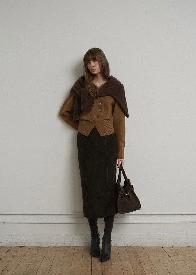 ELBORN | Mia Unbalanced Cardigan (Caramel)