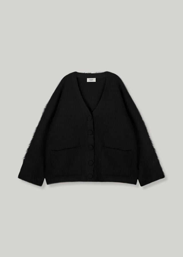 ELBORN | Jeanne V-neck Alpaca Knit Jacket (Black)