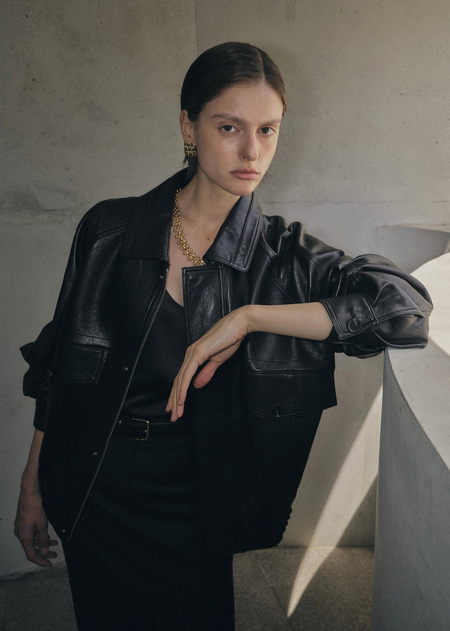 2ND ELBORN | Lumen Leather Jacket (Black) Expected ship to 09/12/2025