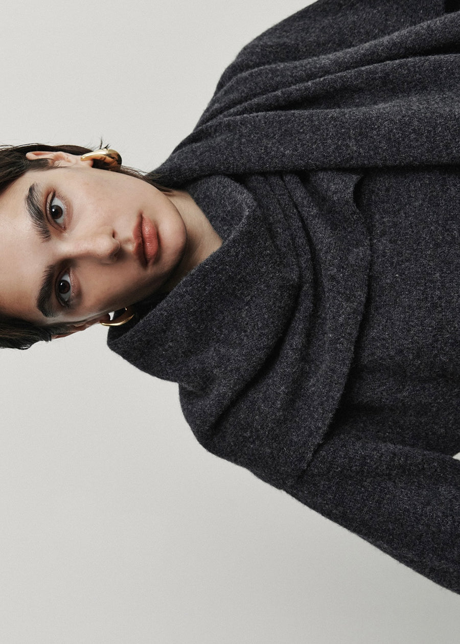 ELBORN | Aube Muffler Wool Knit Set-up (Charcoal)