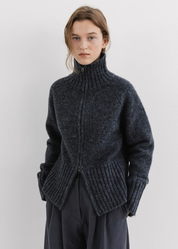 MOIA | Turtleneck Zip-Up Knit (Charcoal) Expected ship to 12/12/2025
