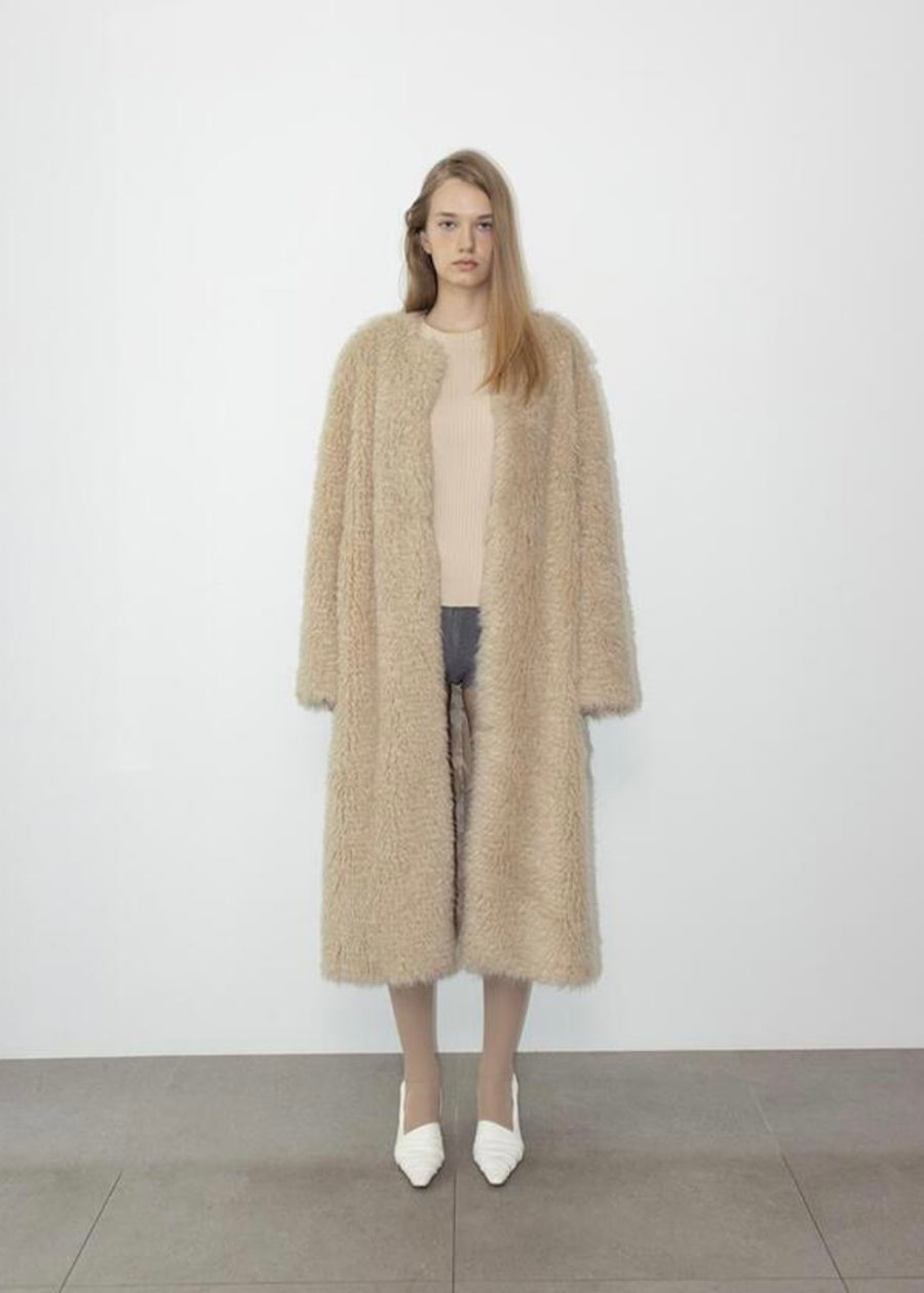 LEHA | Beige Calum Faux Fur Coat (Beige)