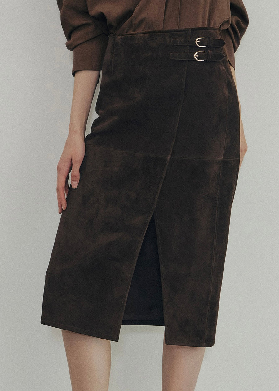 ELBORN | Lavina Suede Skirt (Brown) Expected ship to 09/12/2025
