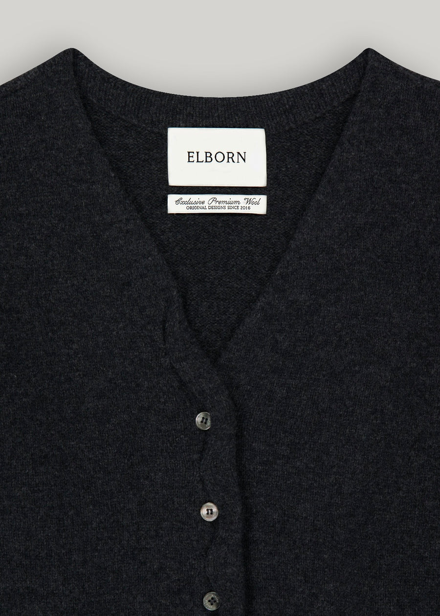ELBORN | Elyra Wool Cardigan (Charcoal)