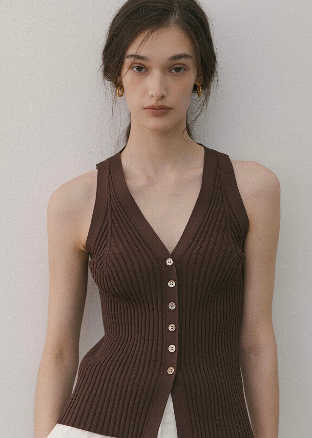 ELBORN | Marin Knit Vest Top (Brown)