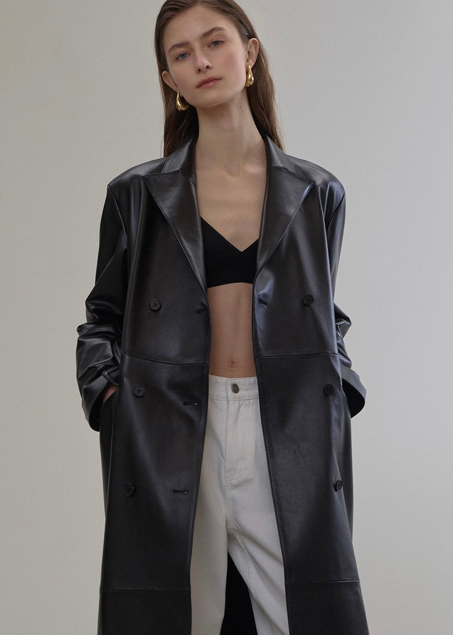 ELBORN | Kye Leather Long Jacket (Black)