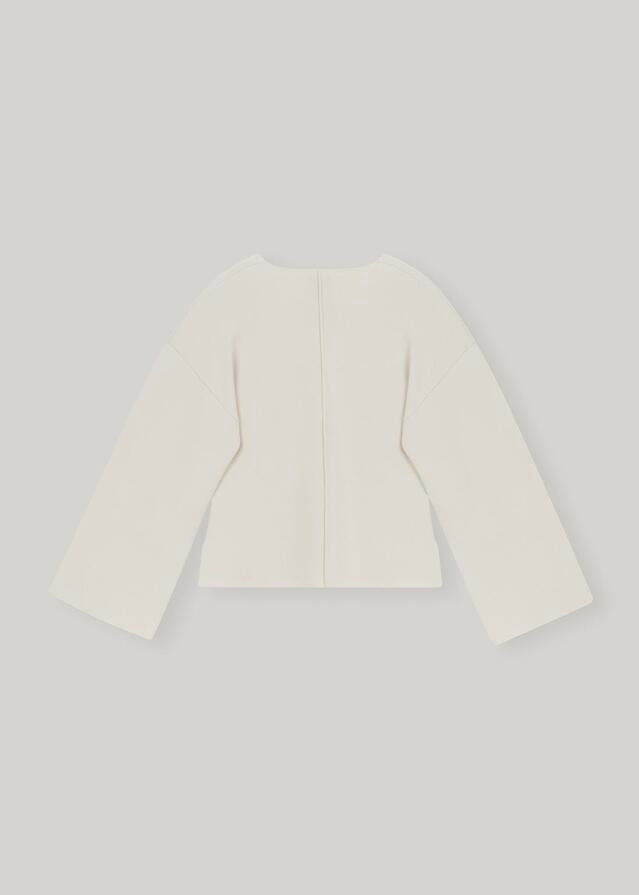 ELBORN | Riven V-neck Silk Knit Jacket (Ivory)