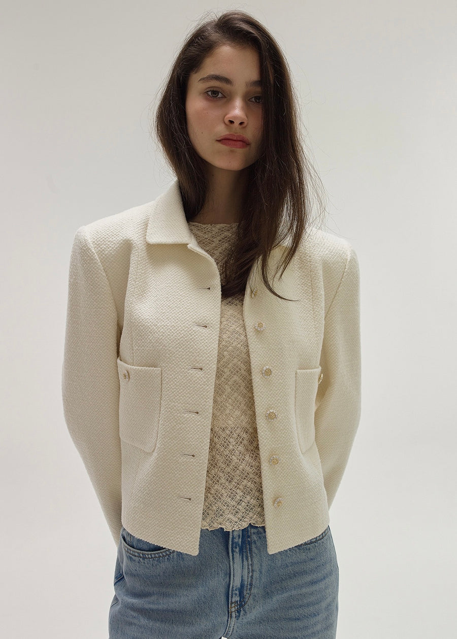 Last One -ELBORN | Lilia Tweed Jacket (Ivory)