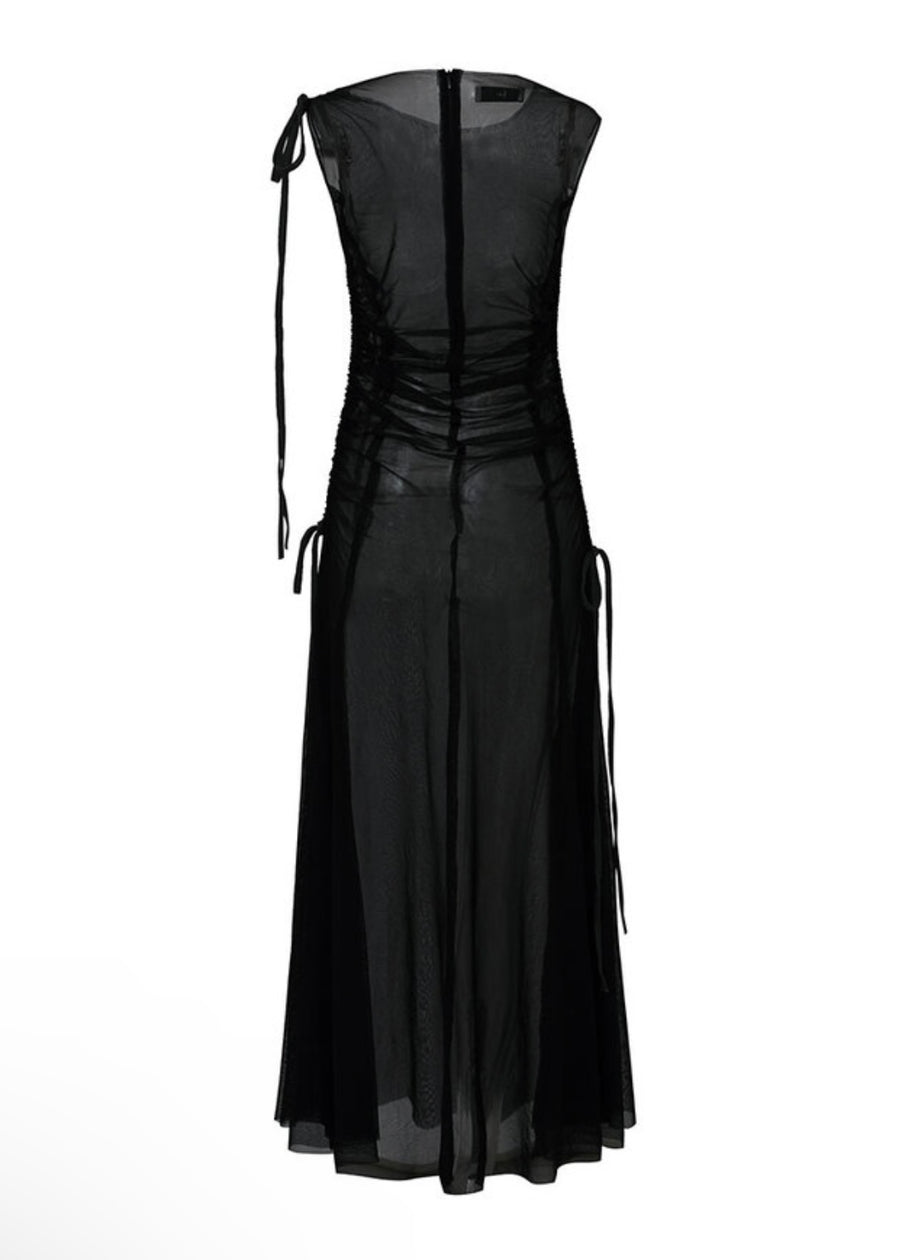 LEHA | Kenys Sheer Shirred Dress (Black)