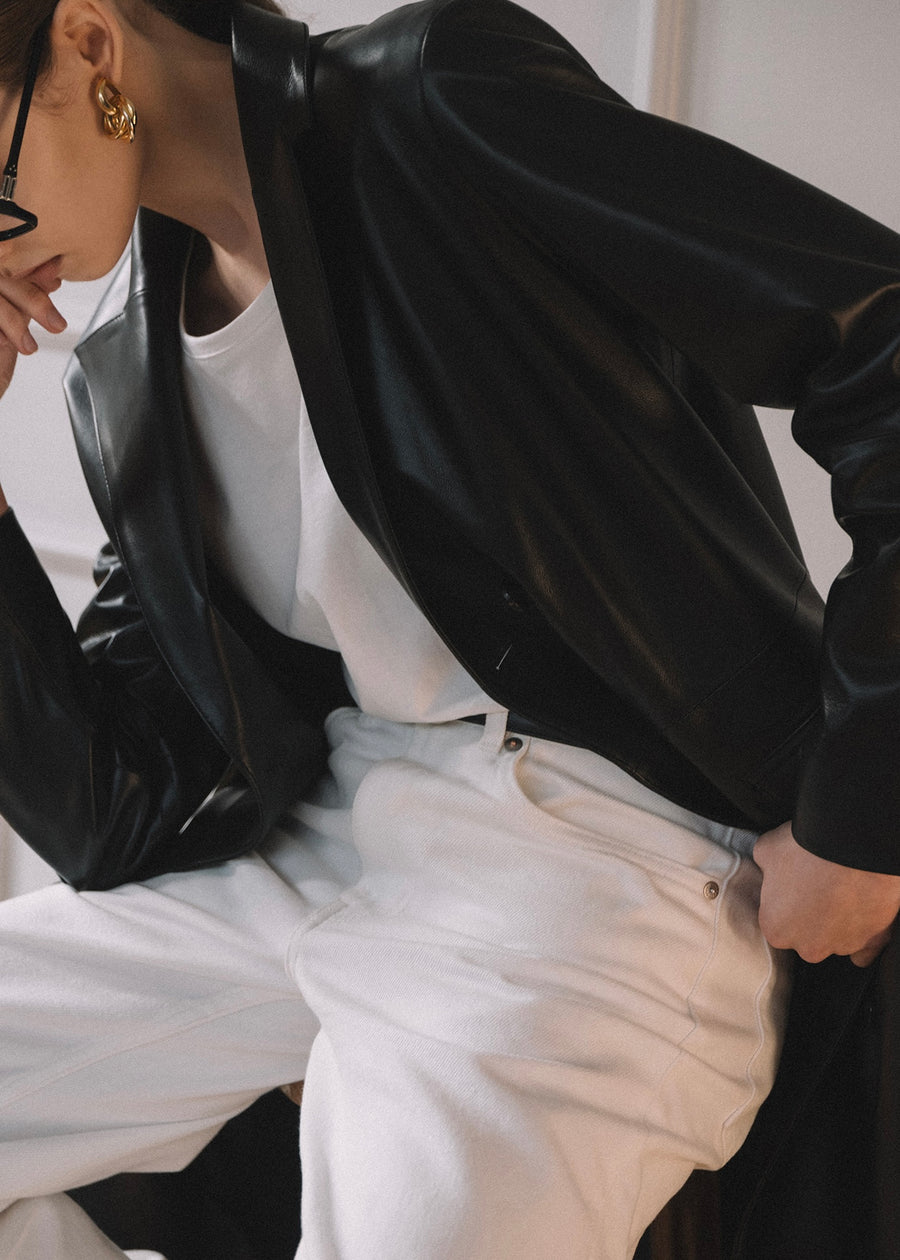 ELBORN | Kye Leather Long Jacket (Black)