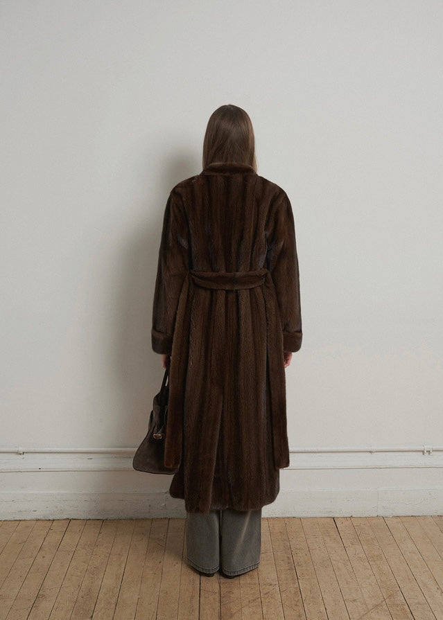 [PRE-ORDER] ELBORN | Kenneth Mink Robe Coat (Brown) Expected ship to 12/27/2024
