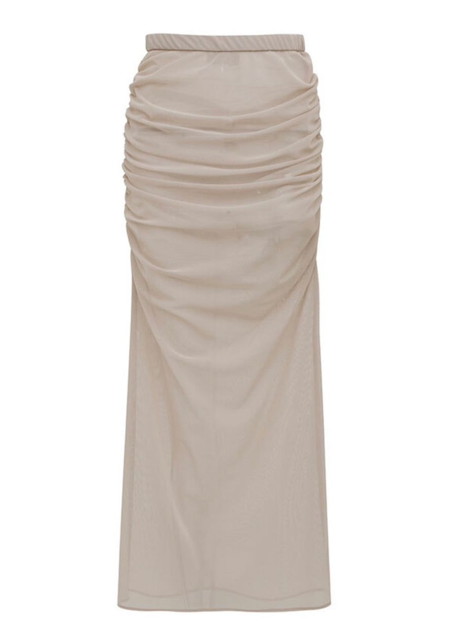LEHA | Sophia Sheer Mesh Skirt (Porcelain)