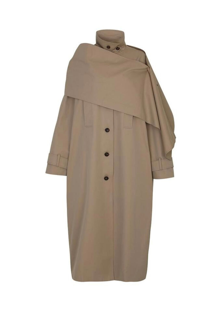 LEHA | Maisie Oversized Scarf Detail  Trench Coat (Beige)