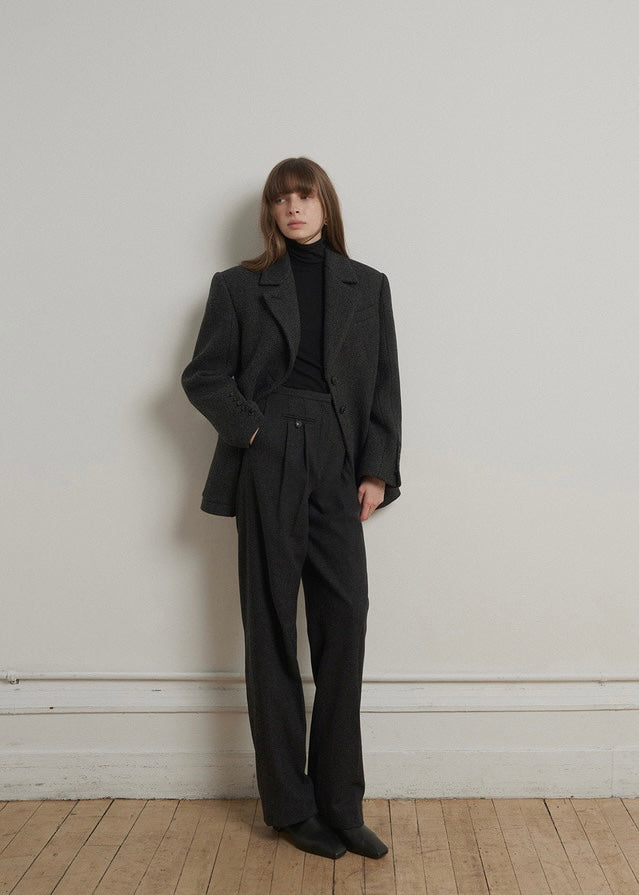 ELBORN | Allison Wool Half Coat (Charcoal)
