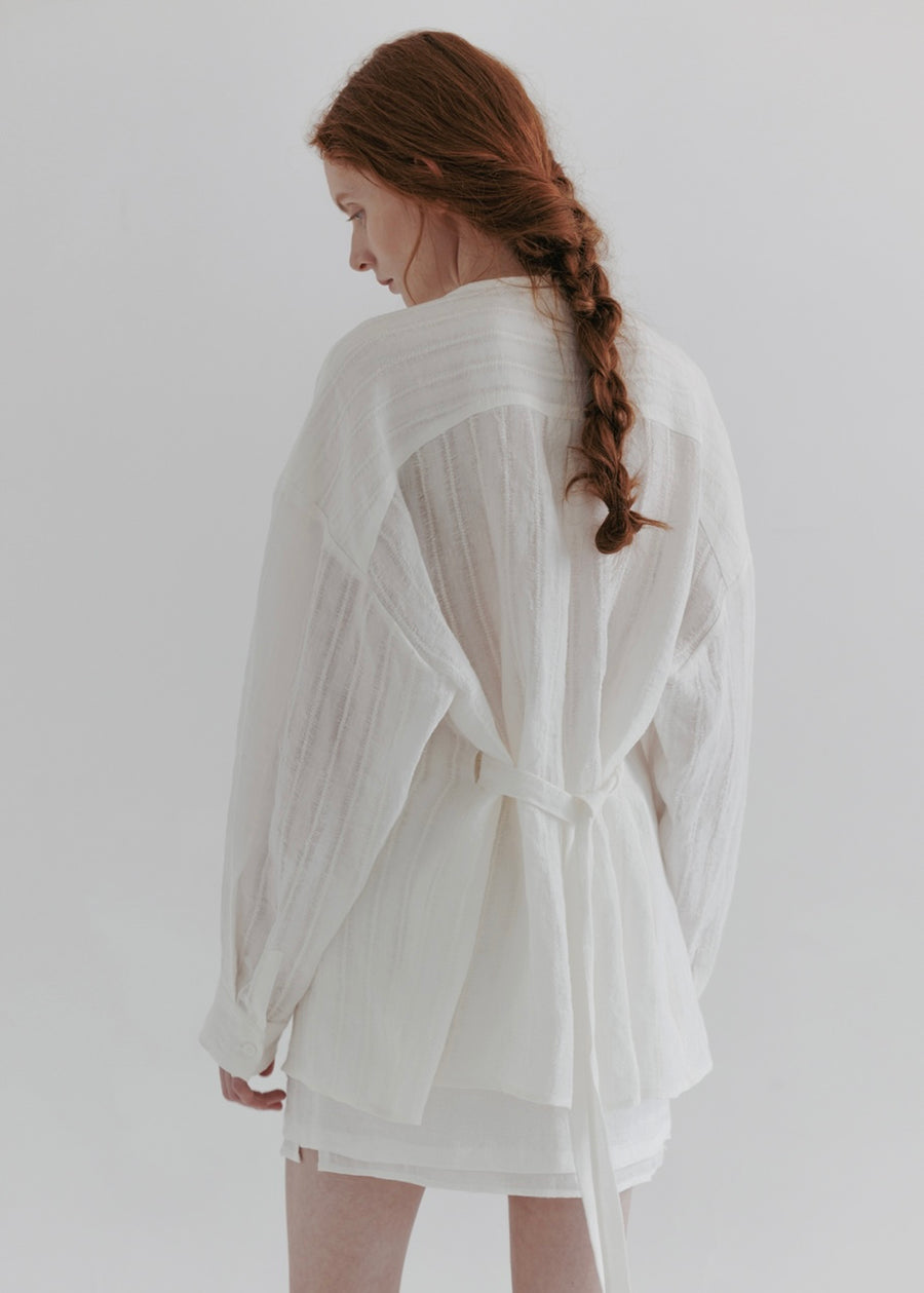 MOIA | Linen Round Shirt (White)