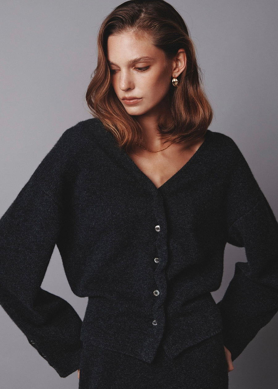 ELBORN | Elyra Wool Cardigan (Charcoal)