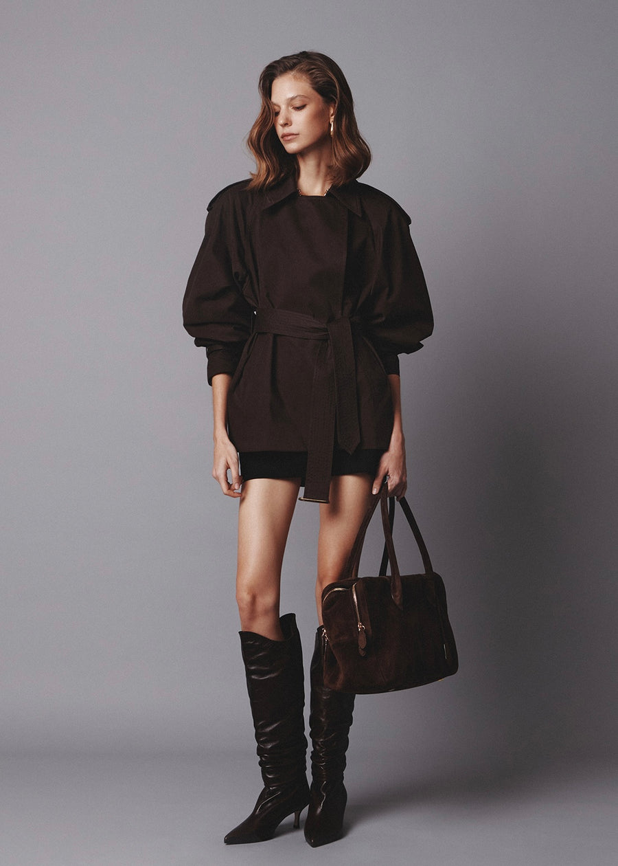 [PRE-ORDER ] ELBORN | Levell Short Trench (Brown) Expected ship to 10/31/2025