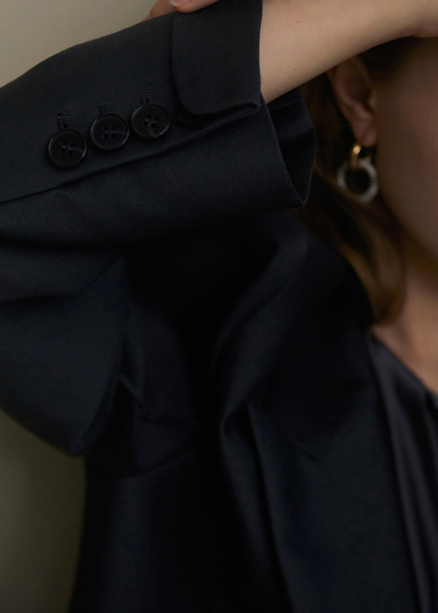 ELBORN | Andrea Wool Silk Double Blazer (Charcoal)