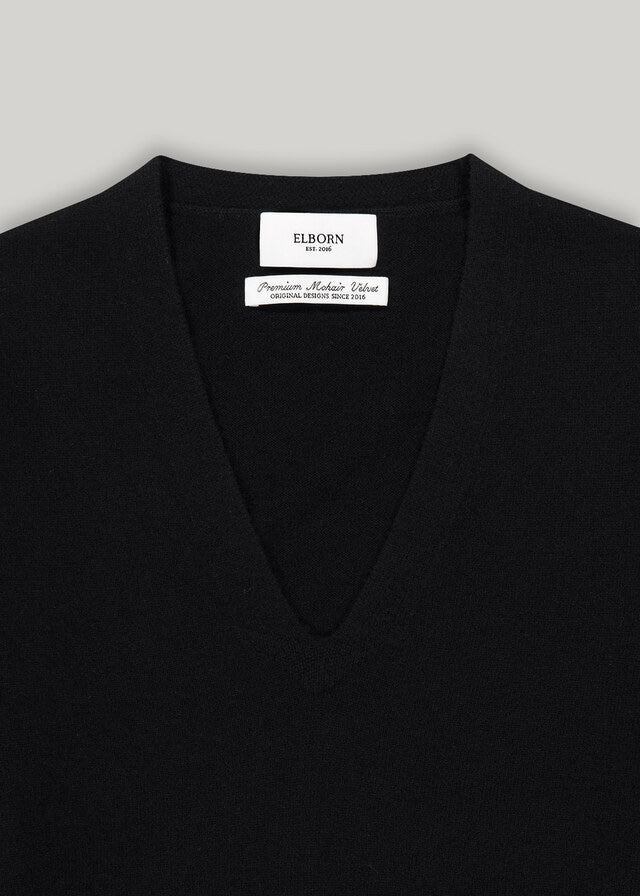 Elborn | Tiana V-neck Knit Top (Black)