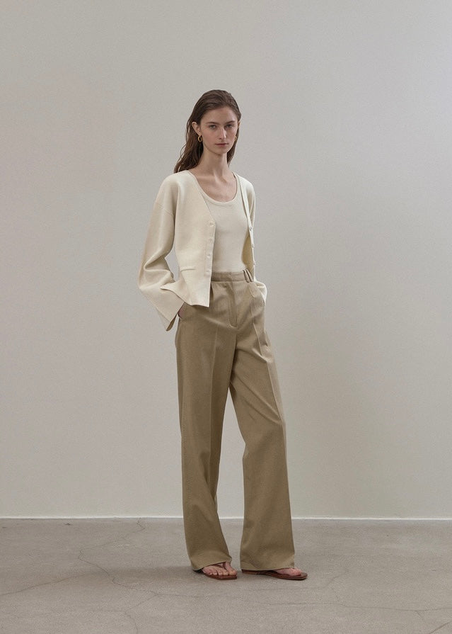 ELBORN | Riven V-neck Silk Knit Jacket (Ivory)
