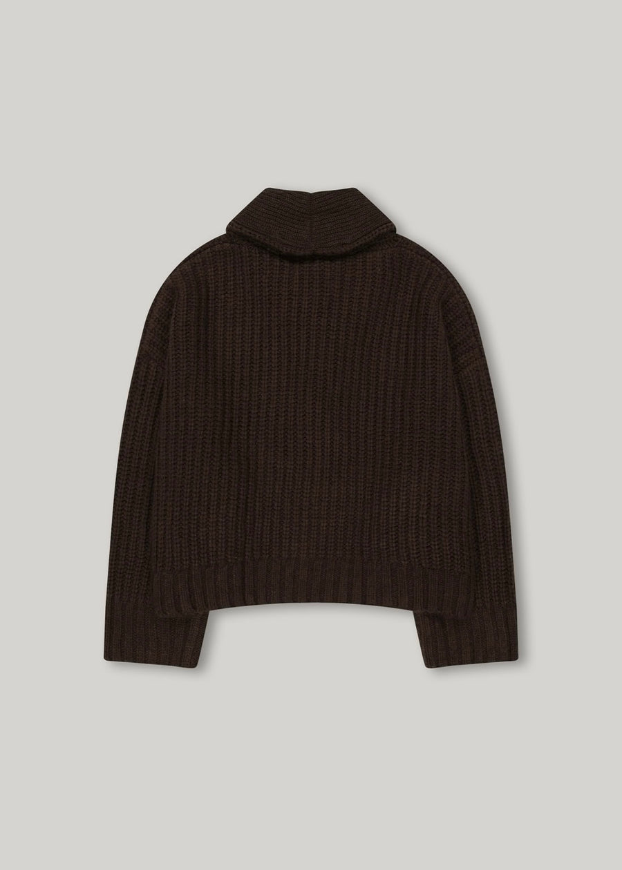ELBORN | Double-breasted Shawl Collar Cardigan (Chocolate) Expected ship to 11/28/2025