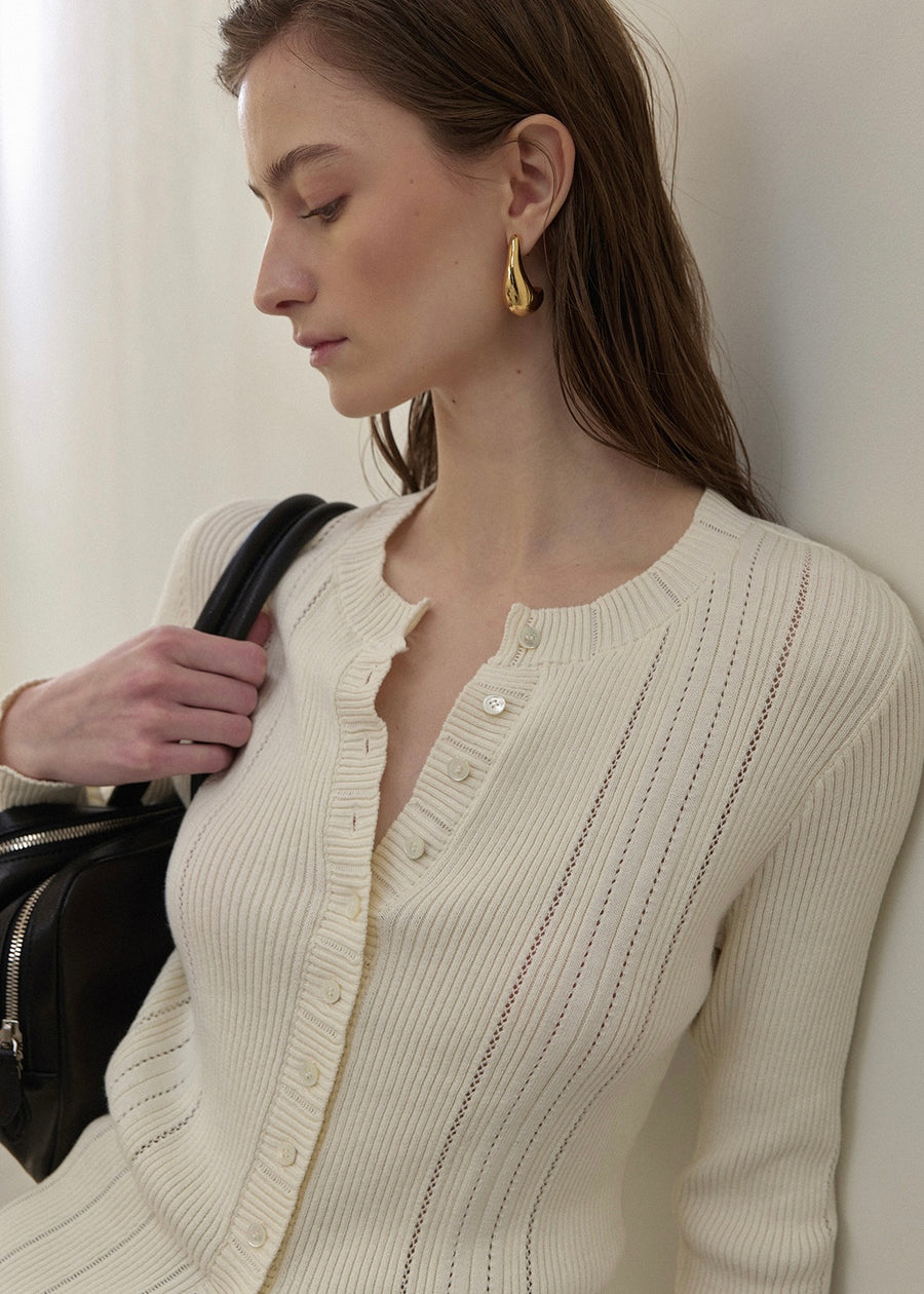 Elborn | Sage Knit Cardigan (Ivory)