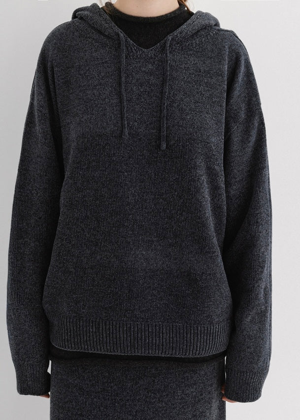 MOIA | Velvet Knit Hoodie (Slate Blue) Expected ship to 12/12/2025