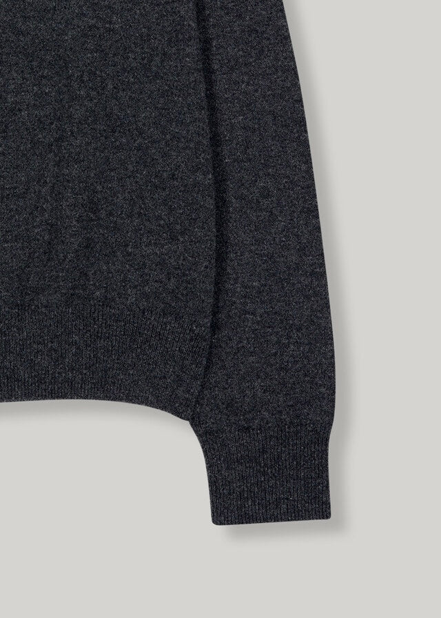 Elborn | Tiana V-neck Knit Top (Charcoal)