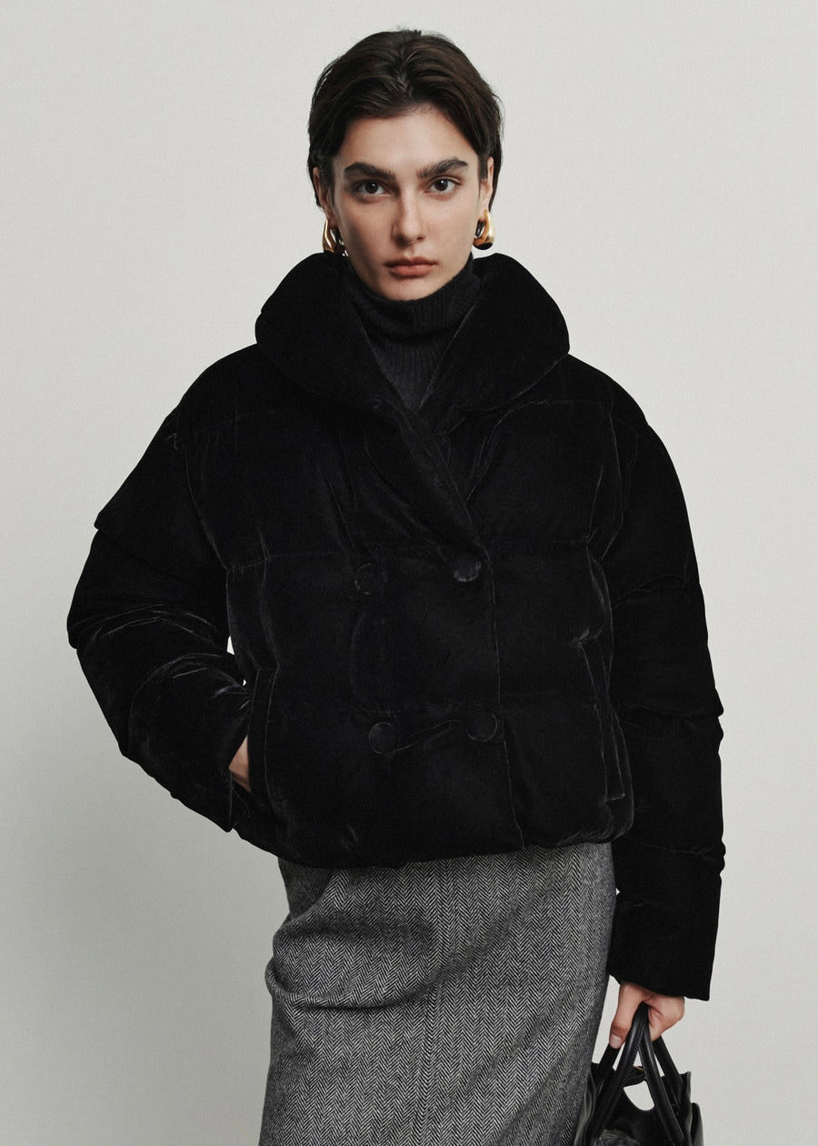 ELBORN | [Earlybird 10%] Groine Velvet Goose Down Jacket (Black) Expected ship to 12/12/2025