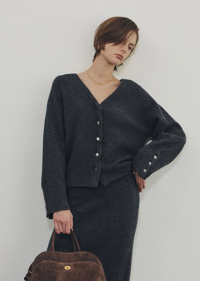 ELBORN | Elyra Wool Cardigan (Charcoal)